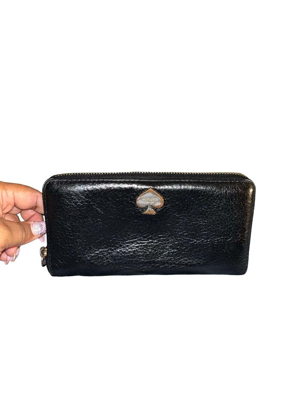 Kate Spade Stacy Leroy Street Black Pebbled Leather Zip Around Wallet